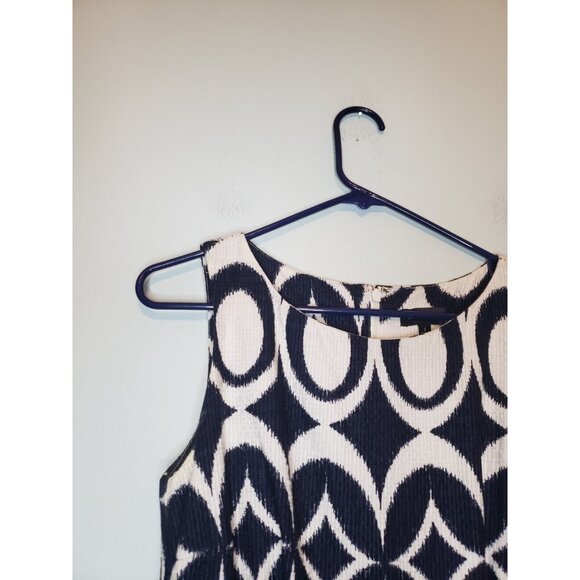 The Limited Womens 2 Mini Party Dress Sleeveless Blue Pleated Geo Fit and Flare - Picture 4 of 6